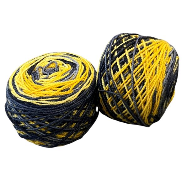 Hand-Dyed Yellow & Black Gradient Sock Yarn Balls Set of 2 - Picture 1 of 3